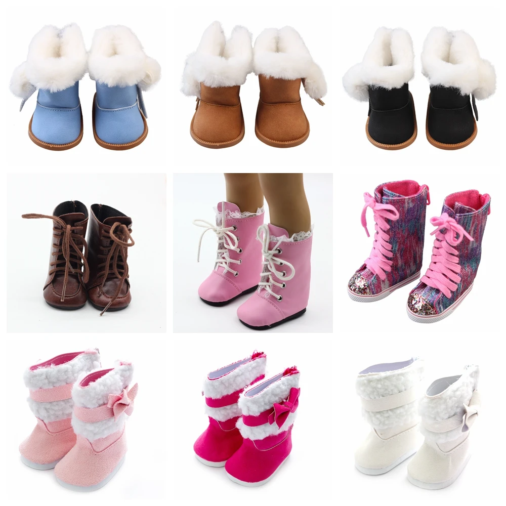 7cm Mini Doll Shoes for 43 cm New Baby Born Dolls Accessories And American Doll Snow Boot 1/3 bjd Winter Baby Shoes 1 pair ice crampons winter snow boot shoes covers