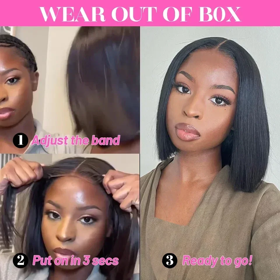 Human Hair Wig Glueless Bob Wig Lace Front Short Bob Straight 13x4 HD Transparent Lace Frontal