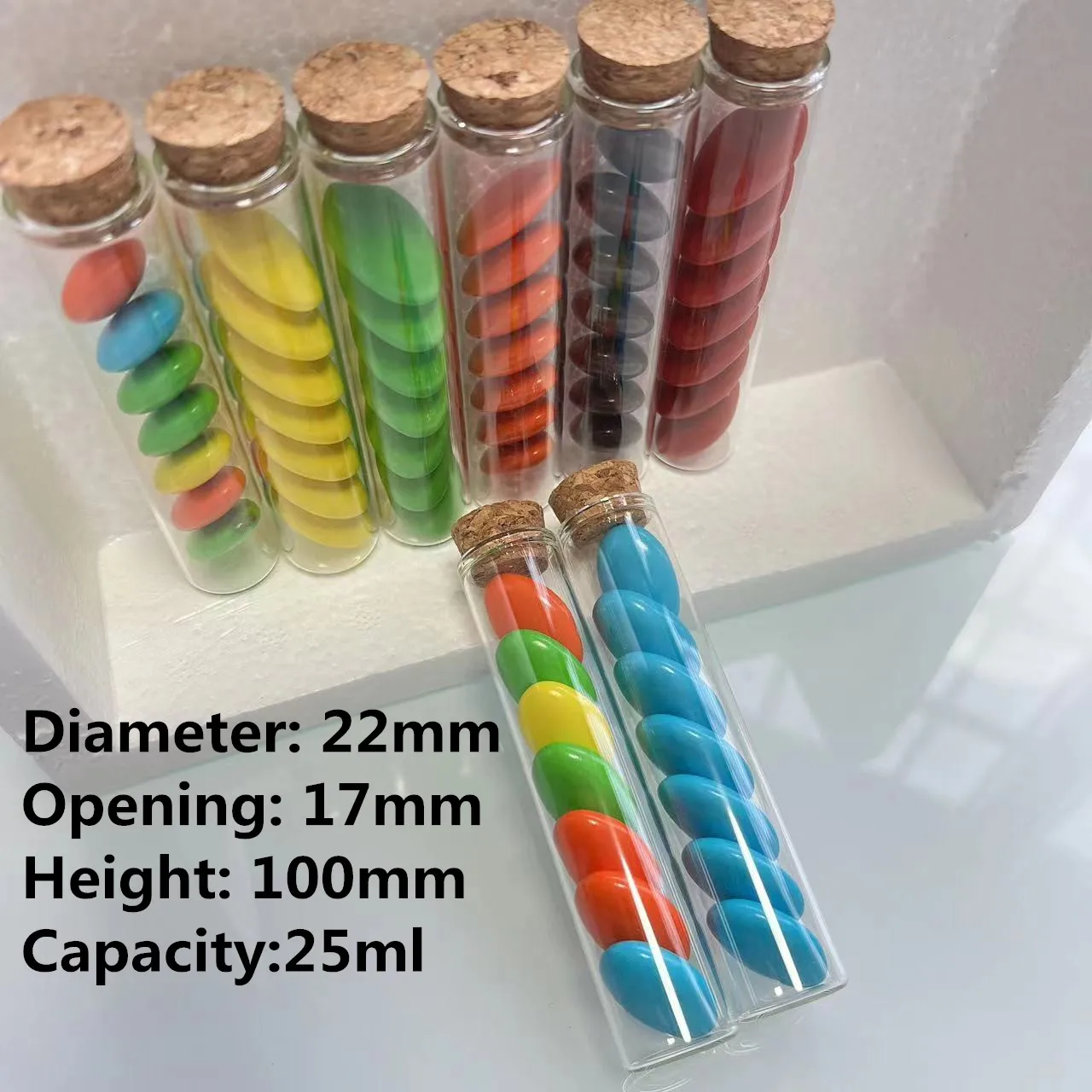 Wishing Glass Bottle 48 PCS 22*100mm Wedding Glass Tube Cork Stopper Mini Decorative Small DIY Jars Vials Tiny glass Bottles 4