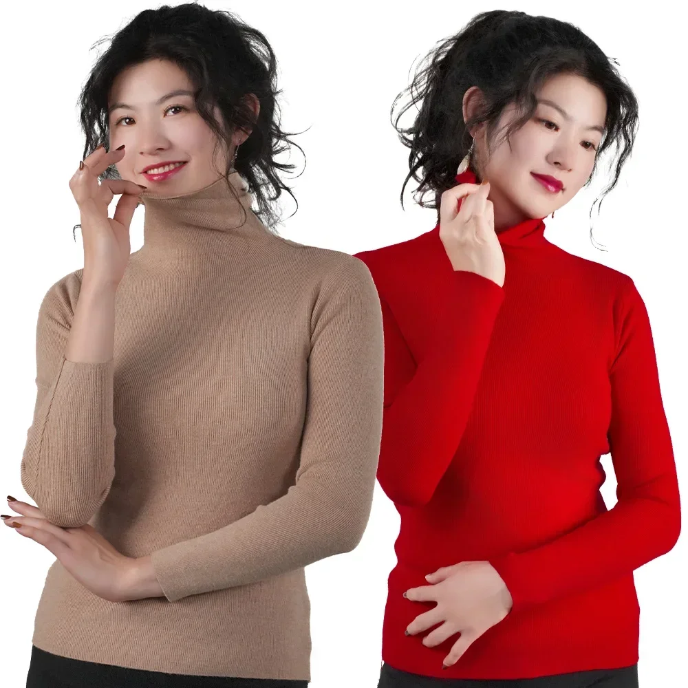 Women's Sweater Choker High Collar Thermal Tops Woman Turtleneck Slim Thin Sweaters Candy Color Jumper Knitwear Pullover Outwear 4