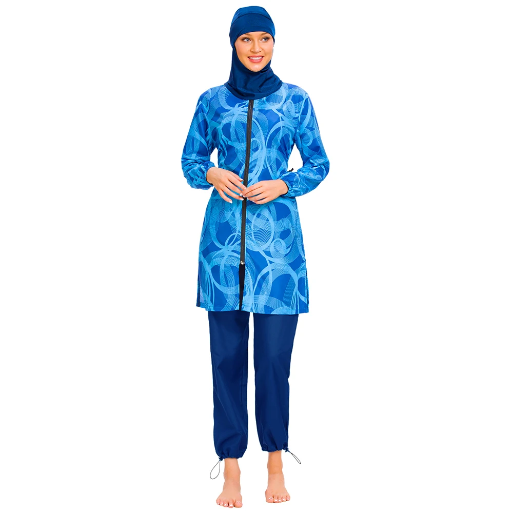 Women’s modest beach swimwear with cap and leggings