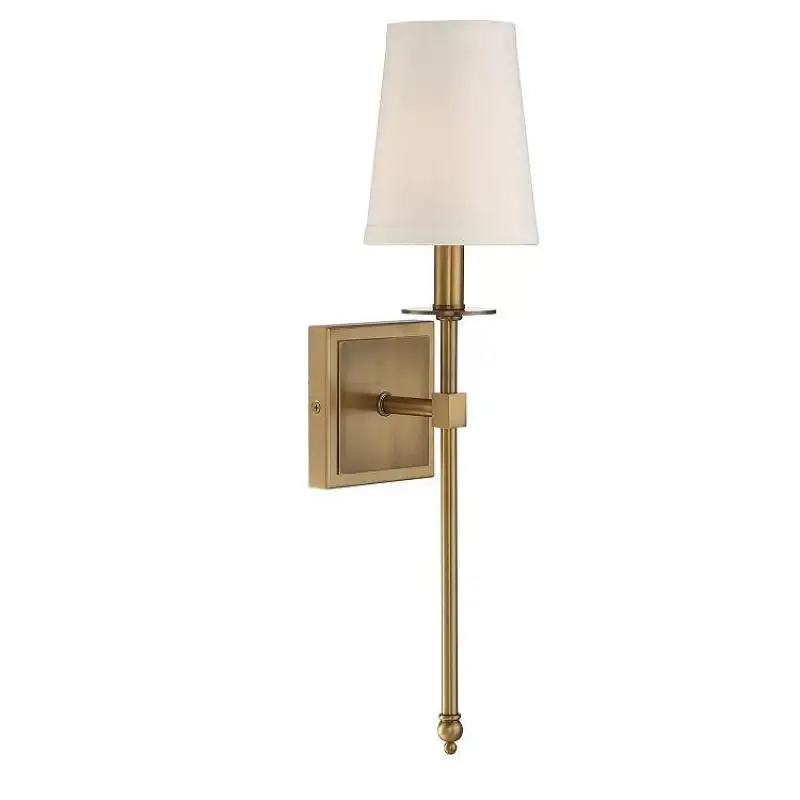 Antique Bronze Living Room Wall Lighting Foyer Iron Wall Sconce Long Colth Lampshade Mirror Light Luxury Hotel Fixture Lighting