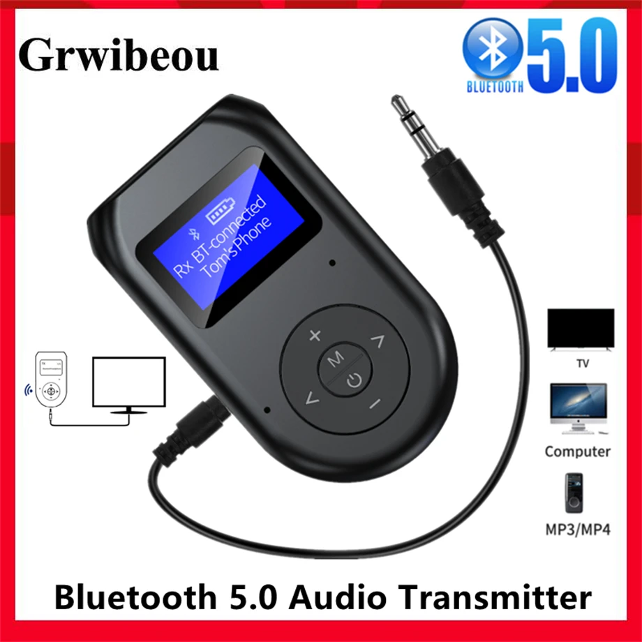 

Беспроводной Аудиоадаптер Bluetooth 3,5, приемник-передатчик с ЖК-дисплеем, разъем мм, AUX с микрофоном для телевизора, динамика, автомобильного стереозвука