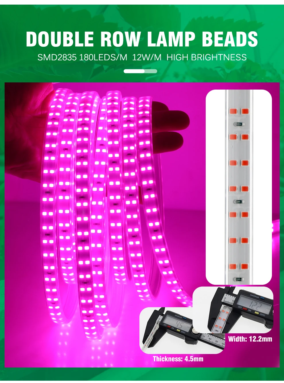 Description Picture 4 of itemLED Plant Growth Light With Full Spectrum Dual Row LED Beads Waterproof IP67 Plant Flower Greenhouse Hydroponic Growth Light