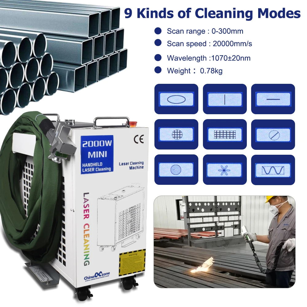 1500W Laser Cleaning Machine 300MM Cleaning Width Rust Removal Oil Paint for Metal Rust Removing Machine Laser Cleaner