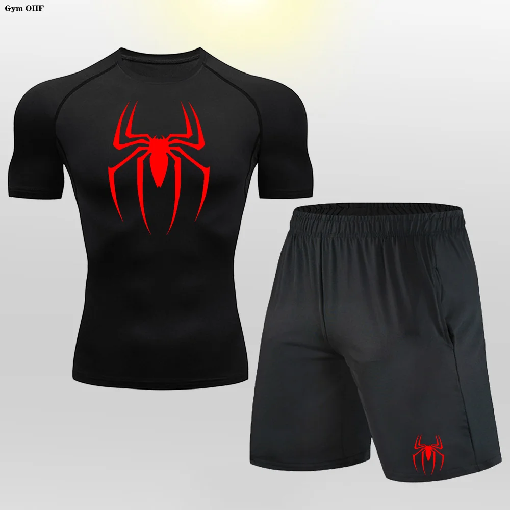 Man Compression Sets Gym Running Shorts T Shirt Fitness Training Mens Tracksuit Short Sleeves Shirts Sport Workout Suit Rashgard compression t shirt,sport t shirt,short sleeve t shirt,running t shirts,running t shirt,fitness clothes,running shorts
