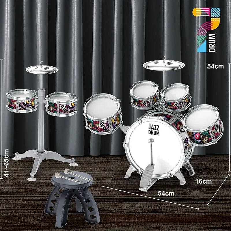 Children's Home Edition Jazz Toy Set Drum Set Newly Upgraded Rock Drum Suitable for Cultivating A Rock Music Heart in Children