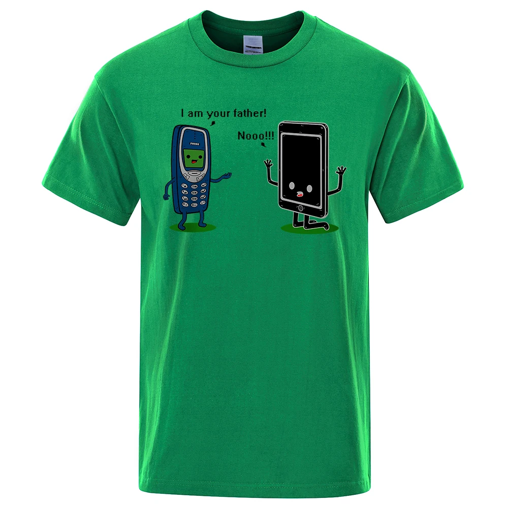 Ben senin babanım Komik telefon T-Shirt Erkek Kadın Rahat Kısa Kollu Bisiklet Yaka Nefes Üstleri Pamuk Yaz Hip Hop Tee_voghion.com