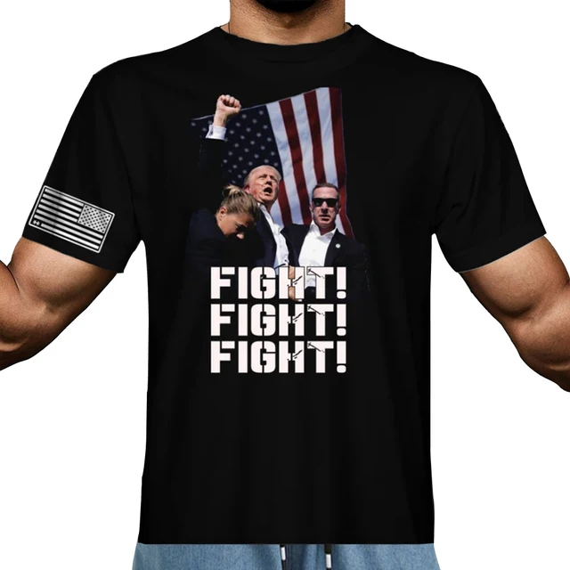 Trump America T-Shirt USA Freedom Short Sleeve Print T-Shirt Novelty Graphic Trump Shot Fight T Shirt Men Women Streetwear 1