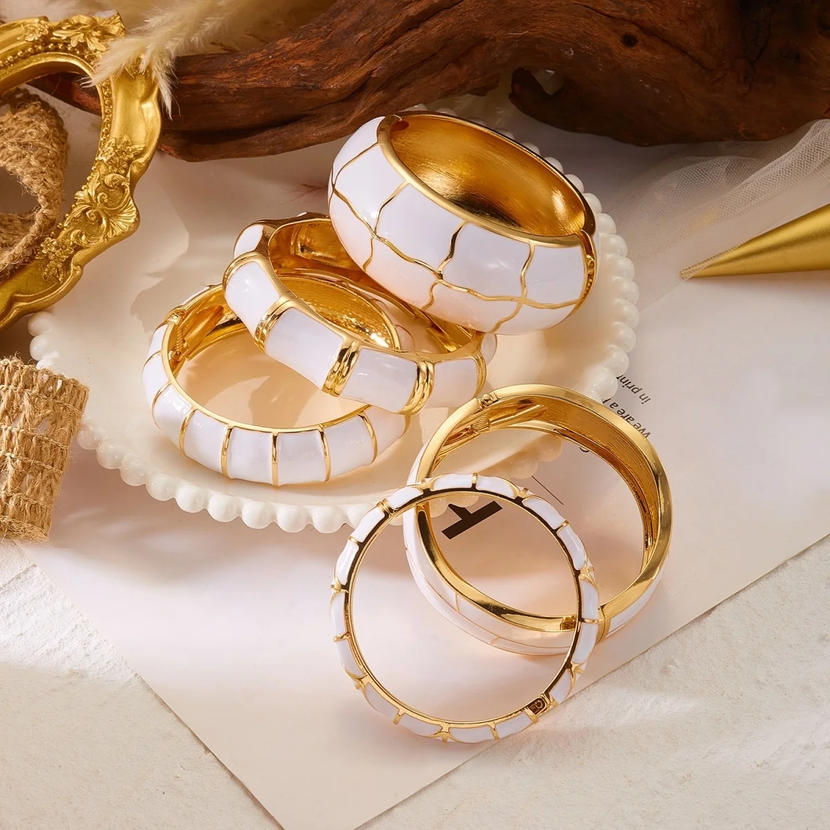 Vintage Emaille Unregelmäßige Bambusgelenk-Armbänder für Damen und Herren Punk Bunte Öltropfen Geometrische Manschetten-Armreifen Modeschmuck – Detail 19