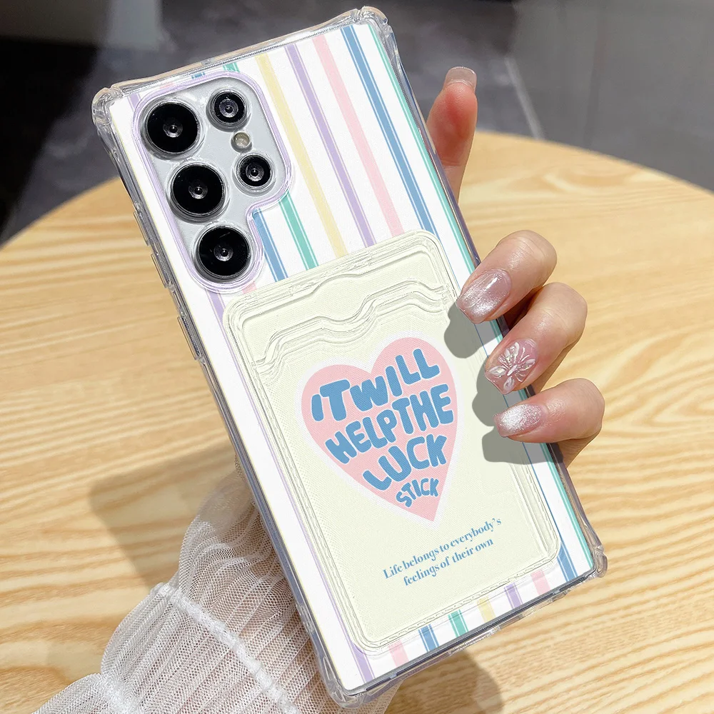 Love Heart Silicone Card Holder Phone Case with Card Slot