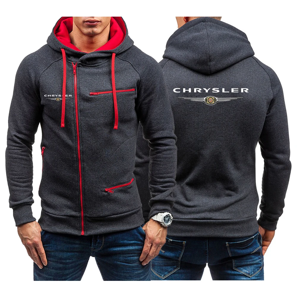 

New CHRYSLER Men Hight Quality Long Sleeve Cotton Hoodie Printing Sweatshirts Jacket Hooded Zip Up Sportswear Man Outwear Tops