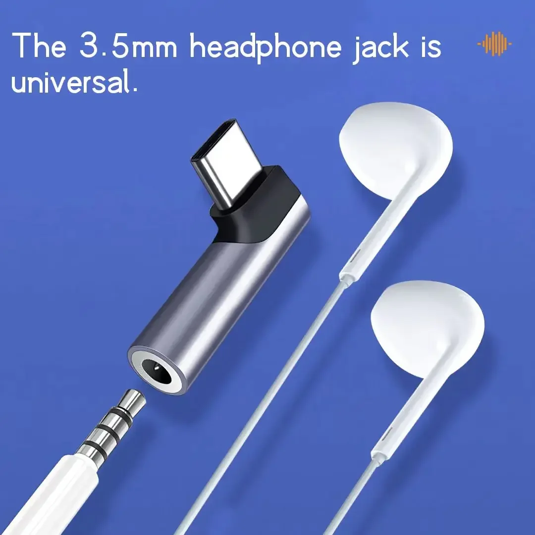 Right Angle USB-C to 3.5mm Audio Adapter - USB-C Male to 3.5mm Headphone Converter