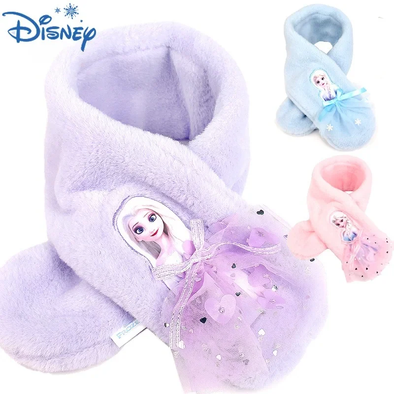 

Kawaii Disney Frozen Elsa Children's Plush Scarf Sofia Minnie Mouse Cute Cartoon Winter Windproof Keep Warm Girl's Neck Cover