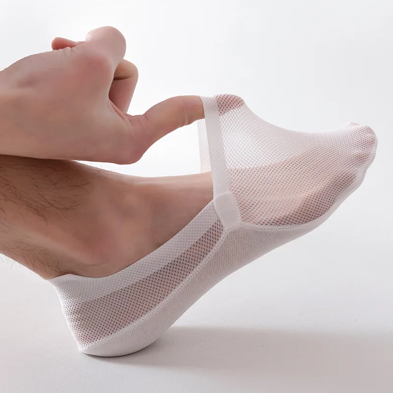 1/3/5 Pairs High-Quality Men Cotton Boat Socks Summer Thin Breathable Solid Color Silicone Anti Slip Low Top Invisible Socks