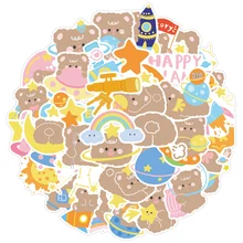 

10/30/50PCS Creative Cartoon Cute Astronaut Bear Graffiti Stickers Trolley Case Water Cup Diary Waterproof Stickers Wholesale