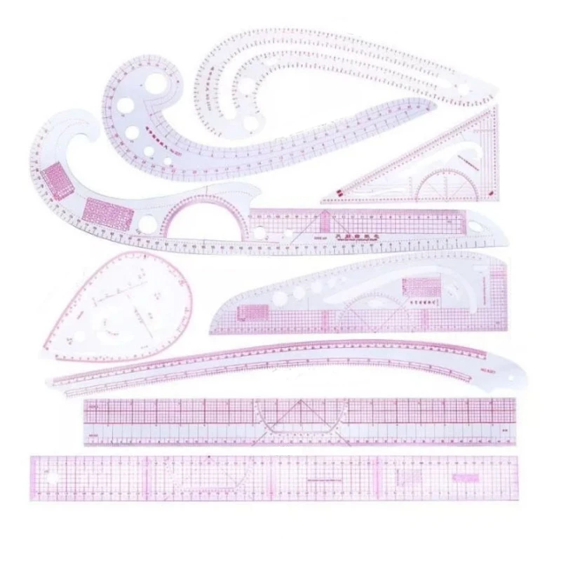 9 Pieces Metric Clothes Curve Sewing Set Ruler Drawing Stencil Making Grading Curve Rule Pattern Making Accessories Making