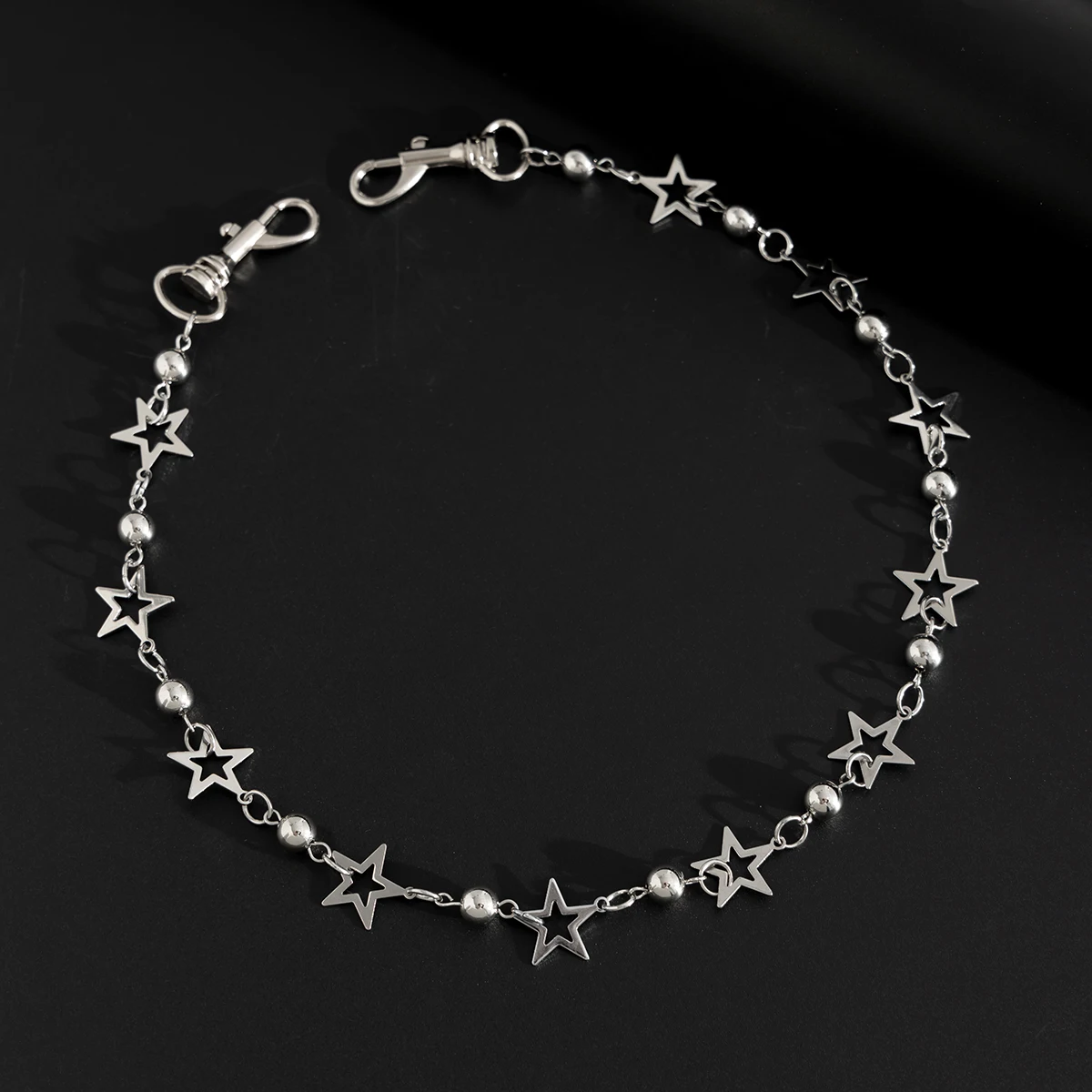 Salircon Punk Hip Hop Star & Spider Beaded Jeans Chain Keychain Jewelry