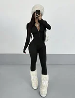 Women's stand-up collar zippered bodysuit autumn and winter - Image 4