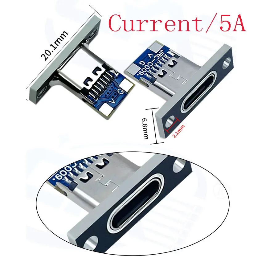 Presa USB 3.1 tipo C da 1-10 pezzi con piastra di fissaggio a vite Jack USB di tipo C 3.1 tipo-C 2pin 4pin 5pin 6pin connettore femmina Jack