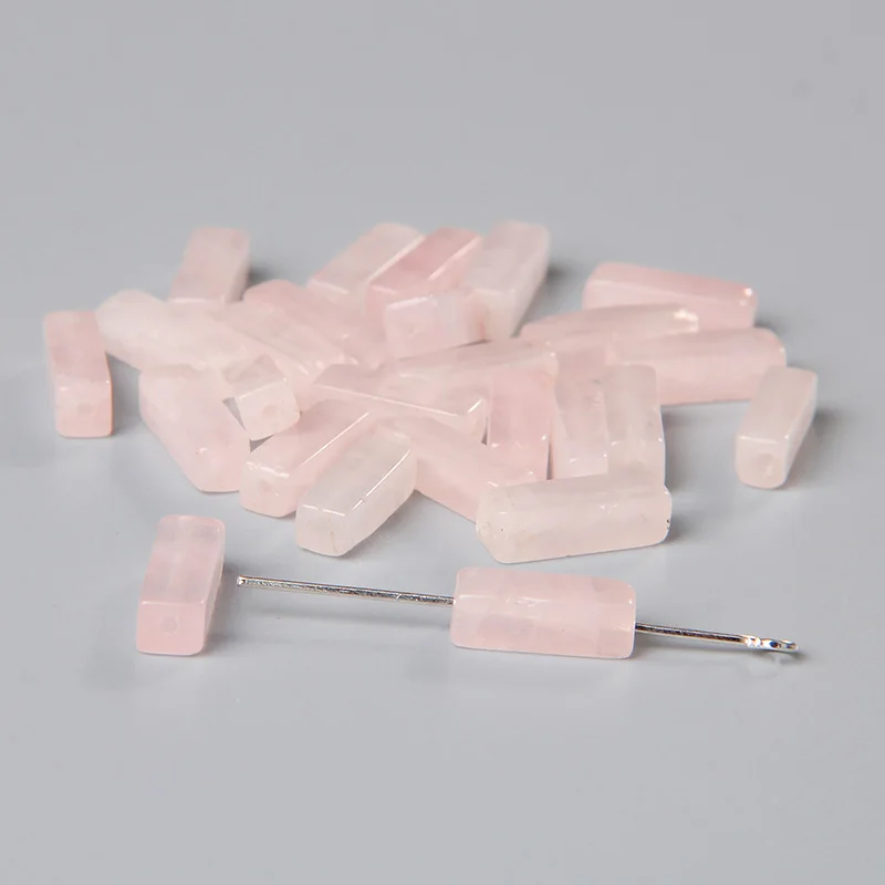 4*13MM Natural Tube Rose Pink Quartz Bead Genuine Gem Stone Healing Power Loose Spacer Bead For Jewelry Necklace Bracelet Making