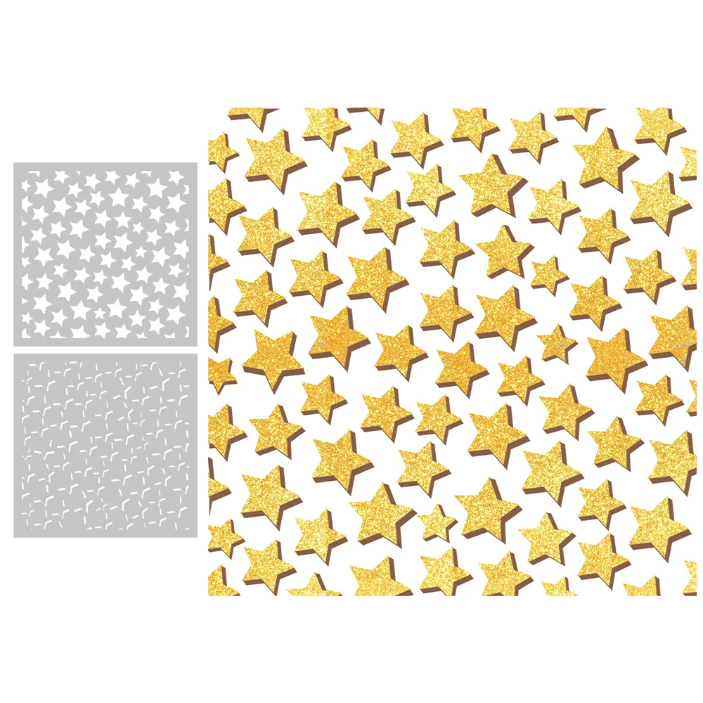 

MangoCraft 2PCs Stars Universal Plastic Stencils Decor DIY Scrapbooking Supplies Stencil For Cards Albums Crafts Background