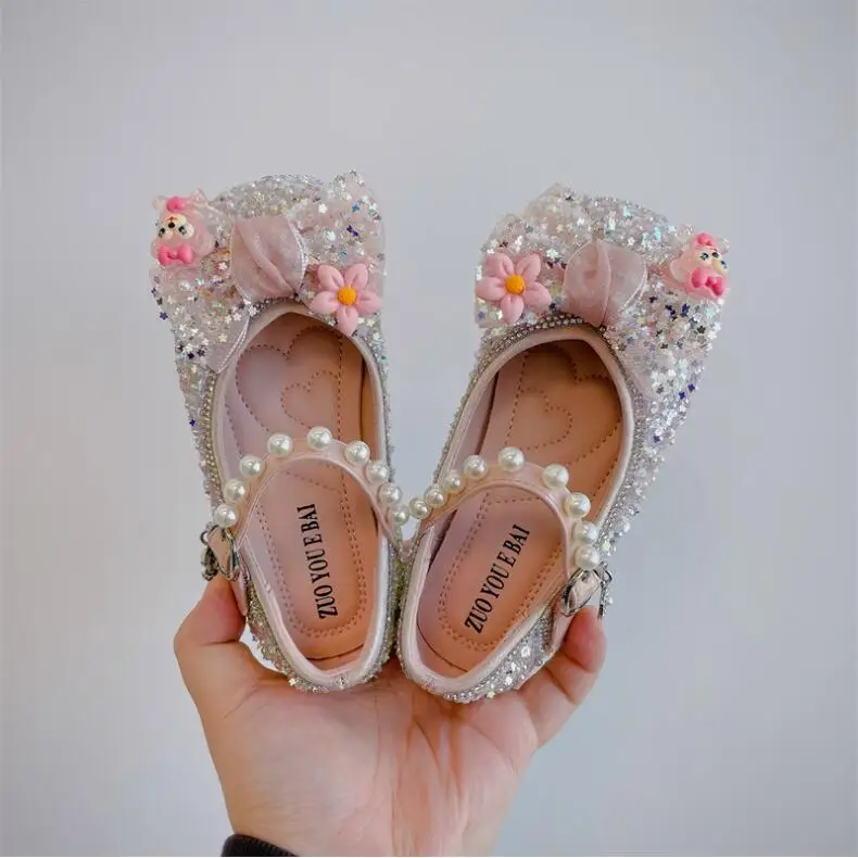 

Spring 2024 New Little Girl's Sweet Bright Leather Bowknot Princess Shoes Korean Style Fashion Girl's Leather Shoes Size 26-33