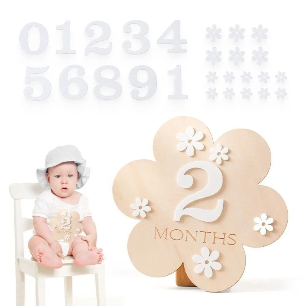 Calendar Newborn Growth Commemorative Card Wooden Handmade Baby Milestones Card 1-12 Month Photo Props