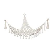 Triangle Hanging Mesh Storage Basket Boho Plush Toy Hammock Cotton Tassel Wall Net Bedroom Living Room 6