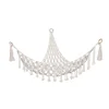 Triangle Hanging Mesh Storage Basket Boho Plush Toy Hammock Cotton Tassel Wall Net Bedroom Living Room 6