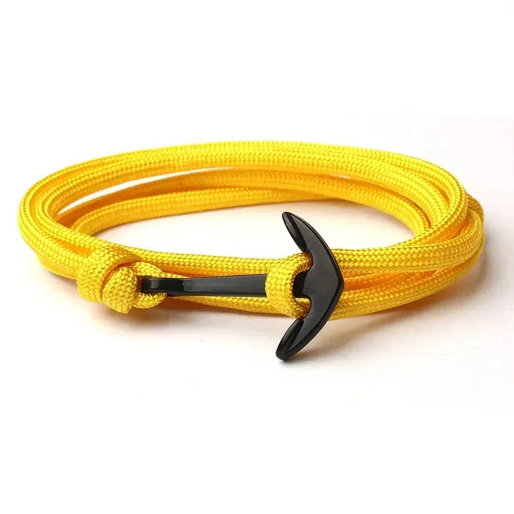 Men Bracelet Black Alloy Anchor Bracelet Multilayer Nylon Rope Chain Paracord For Women Men Navy Style Gift SL014