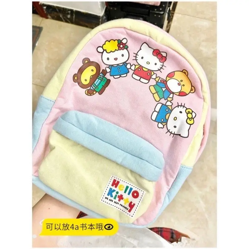 

Sanrio Hello Kitty New Fashion Schoolbag Cute Anime Shoulders Bag Student Kawaii Contrasting Colors Printing Backpack for Girls