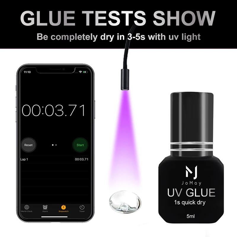 UV Eyelash Glue Waterproof Cosmetic Glue Eyelash Extension Products Dry Quickly 1 Second Lasting 100 Days UV Glue 5ml for Lash 2