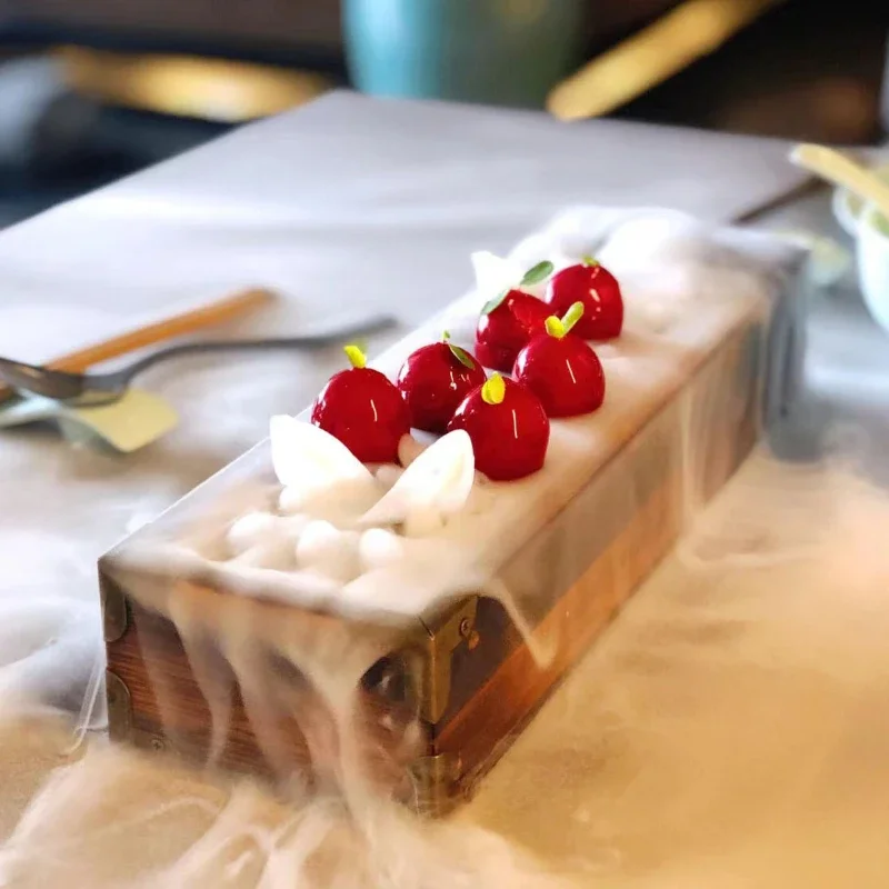 Creative Hotel Dry Ice Smoke Rectangular Container Goose Liver Tableware Cold Dishes Artistic Conception Club Tableware