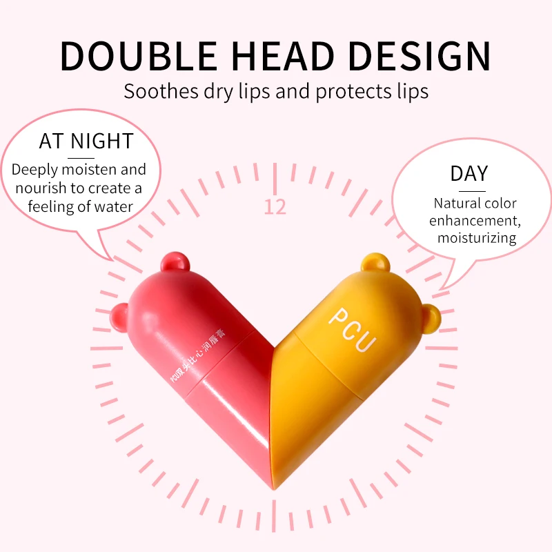 Cute Nourish Double Ended Lip Balm Lipstick Moisture Not Greasy Reduce Lip Liner Professional Lipbalm Lip Care Makeup Cosmetics
