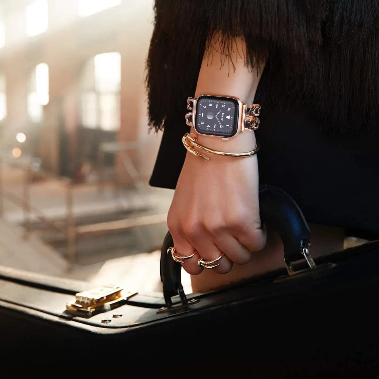 애플 워치용 스트랩, 울트라 49mm 밴드 체인, 45mm, 41mm, 38, 42mm, 40, 44mm, 스틸 팔찌, 럭셔리 iWatch 시리즈 8, 7, 6, se, 5, 4, 3, Correa