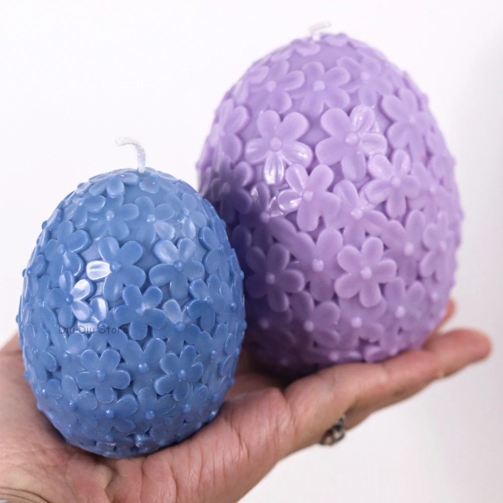 Carving Flower Egg Candle Silicone Mold DIY Catharanthus Ball Making Kit