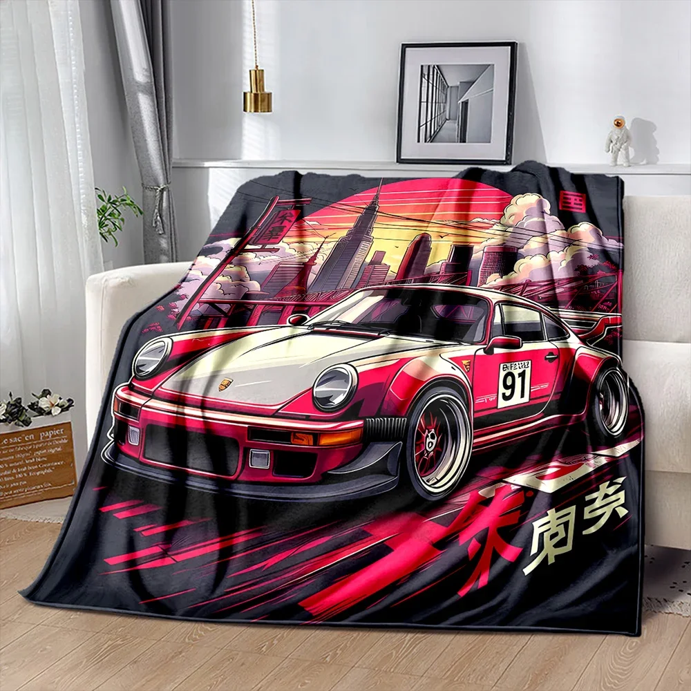 3D Classic Racing Car Soft Flannel Blanket for Bed Bedroom Sofa Picnic, Warm Throw Blanket for Cover Outdoor Leisure Nap Gifts 6