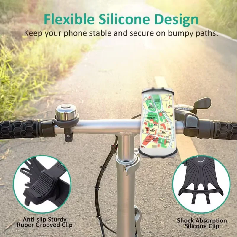 Universal Silicone Bike Phone Holder - Anti-Slip & Shockproof Mobile Mount