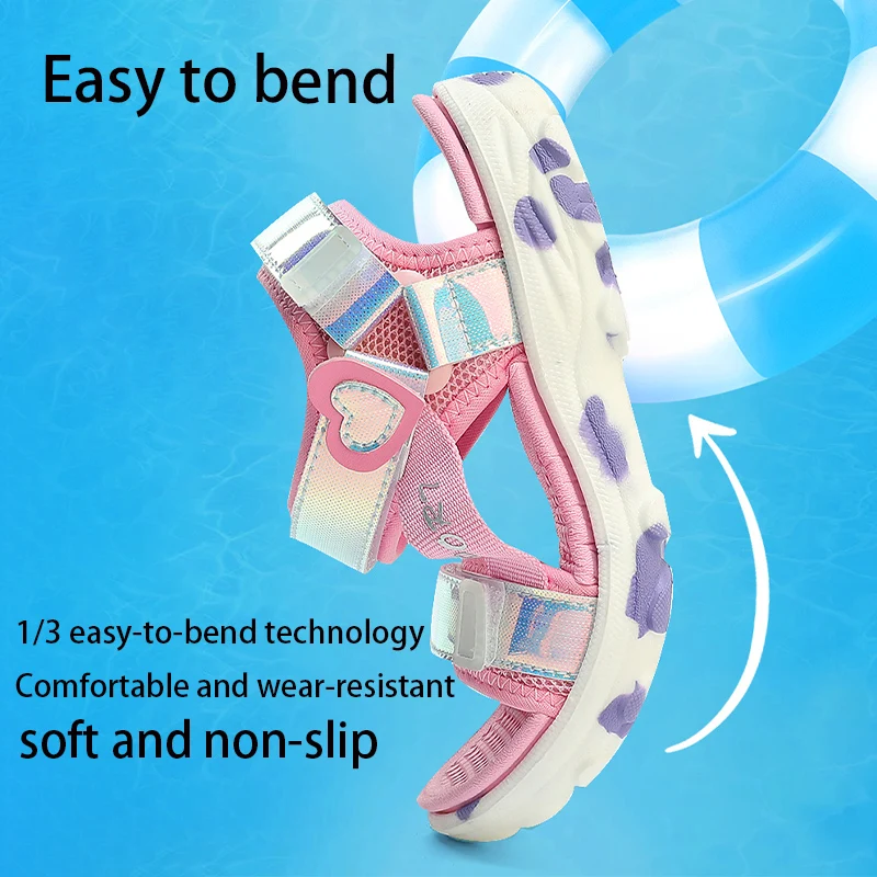 Girls' LED Sandals Children's Toddler Sports Beach Blue Pink Girls' Soft Shining Shoes Outdoor Soft Anti-Slip Princess LED Shoe - 6
