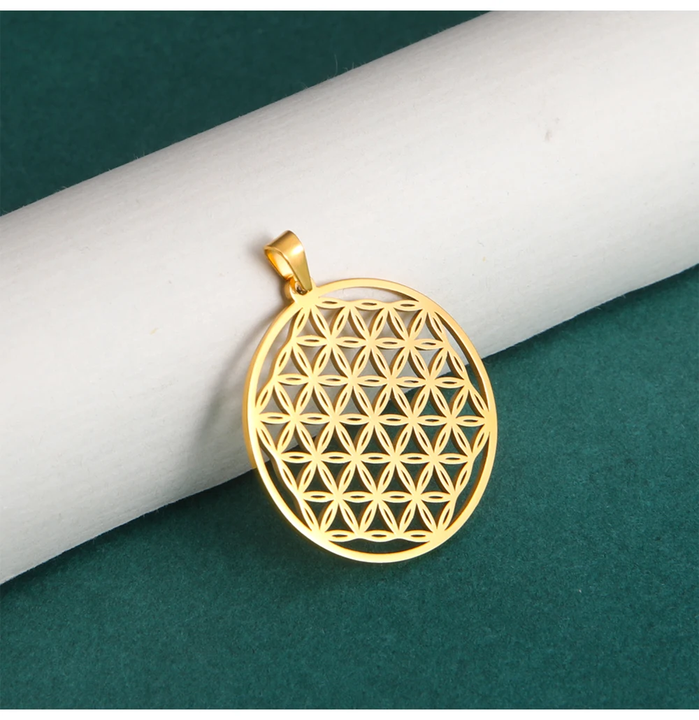 32x30mm Edelstahl Blume des Lebens Schmuck Charms Diy Frauen Halskette Erkenntnisse handgemachte Ohrringe Armbänder Anhänger Zubehör – Detail 19