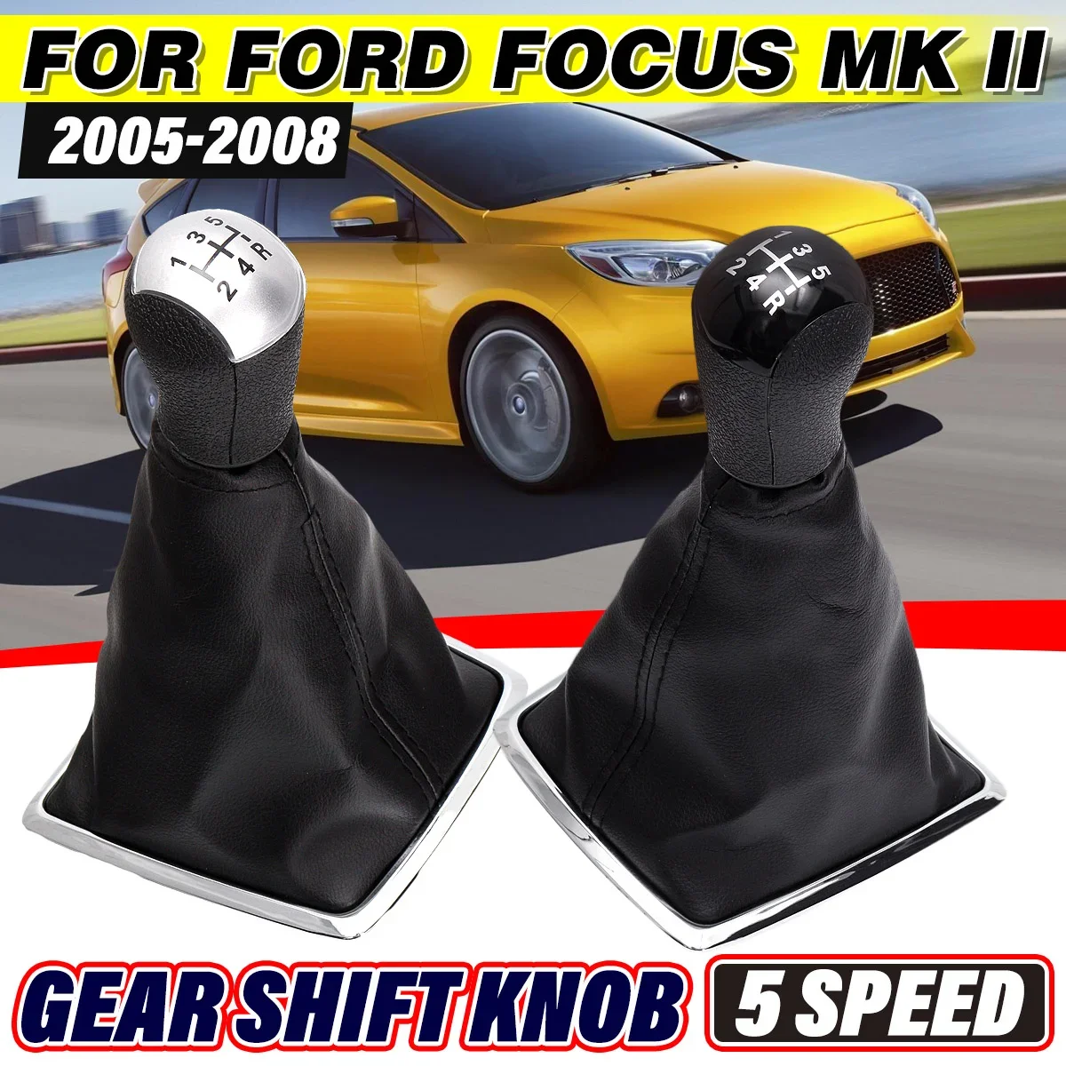 

5/6 Speed Car Manual Gear Shift Knob Lever Shifter Gaiter Boot Cover For Ford For Focus MK II 2005 2006 2007 2008