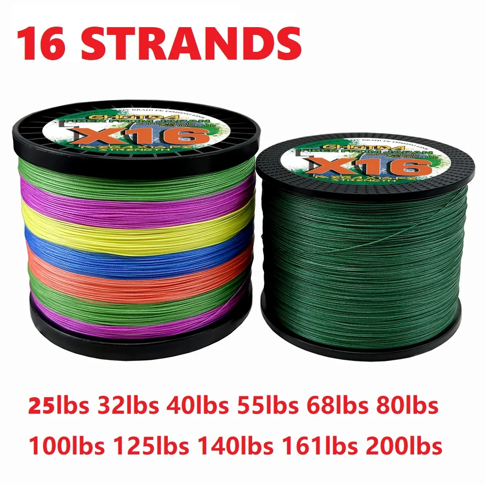 

GHOTDA 16 / 12 Strands Pe Line Anti Bite Super Strong 25lbs-200lbs Wear Resistance Sea Fishing Braided Wire Long Cast Big Fishes