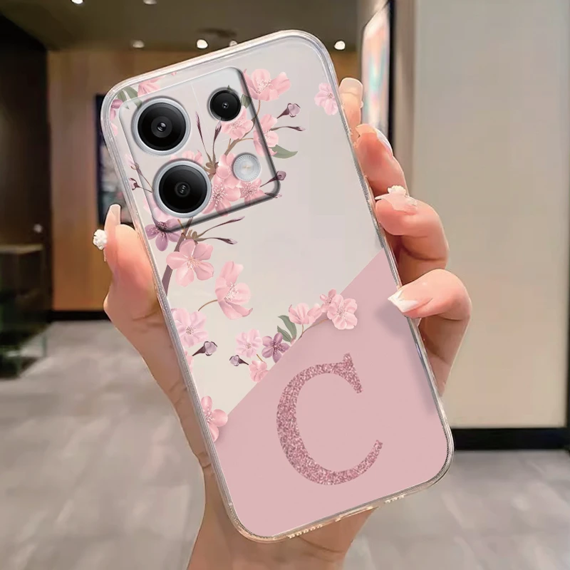 Clear Letter Pink Flowers Fashion Phone Cover - Soft Silicone  Shell