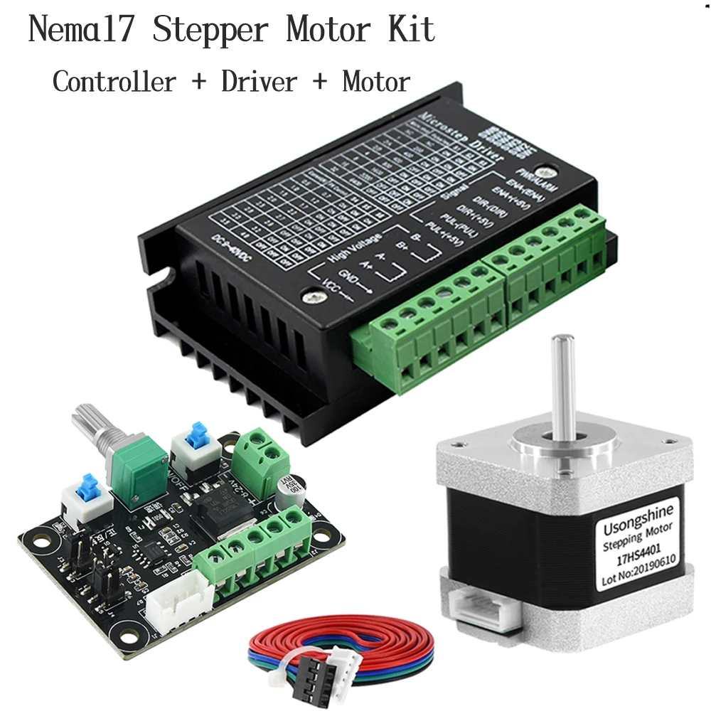 Nema17 Stepper Motor Driver Kit 17HS4401+TB6600 4A+MKS OSC Adjustable Forward and Reverse Speed for CNC Engraver Sliding Table dm542 tb6600 digital stepper motor driver 2 dhase 4 2a for 42 57 86 stepper motor nema17 23 34 controller can replace dm556