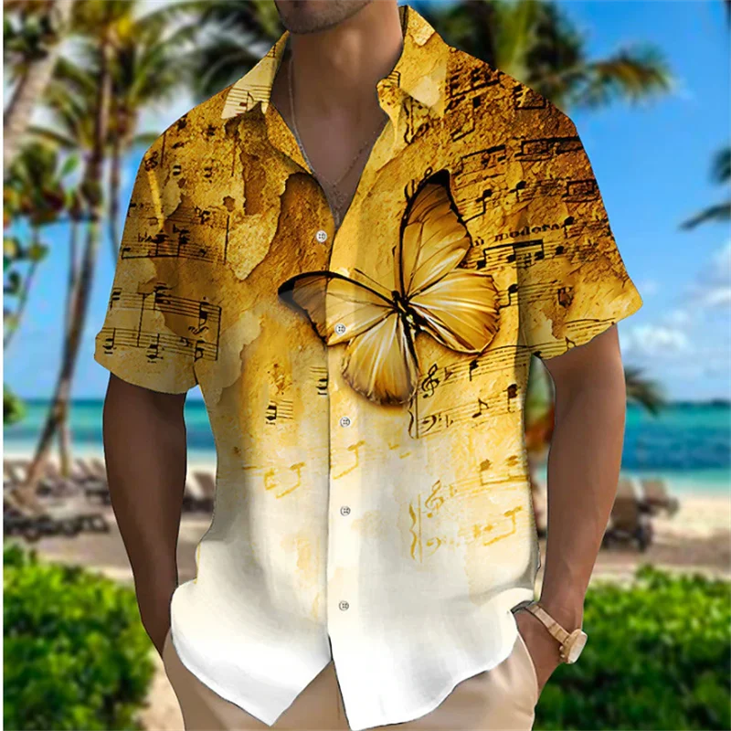 2023 Men's Shirt Pattern Printed Leaf Lapel Shirt Street Short Sleeve Men's Fashion Designer Casual Soft Hawaiian Shirt 5XL 4