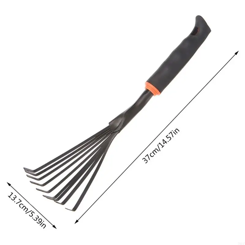 T8UC 1Pc Portable Mini 9 teeth Steel Rake For Home Garden Transplanting Tool