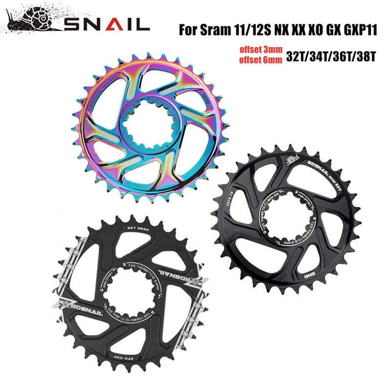 

SNAIL GXP 104BCD узкая широкая передняя звезда 3 мм 6 мм смещение 30 т/32 т/34 т/36 т/38 т для Sram X9 X0 XX1 XO1 горные велосипеды кривошипное кольцо цепи