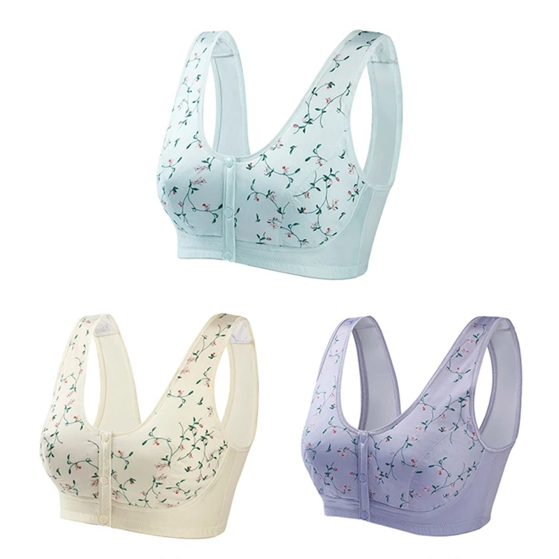 

Fashion Front Button Underwear Women Comfortable Cotton Middle-aged Brasieres