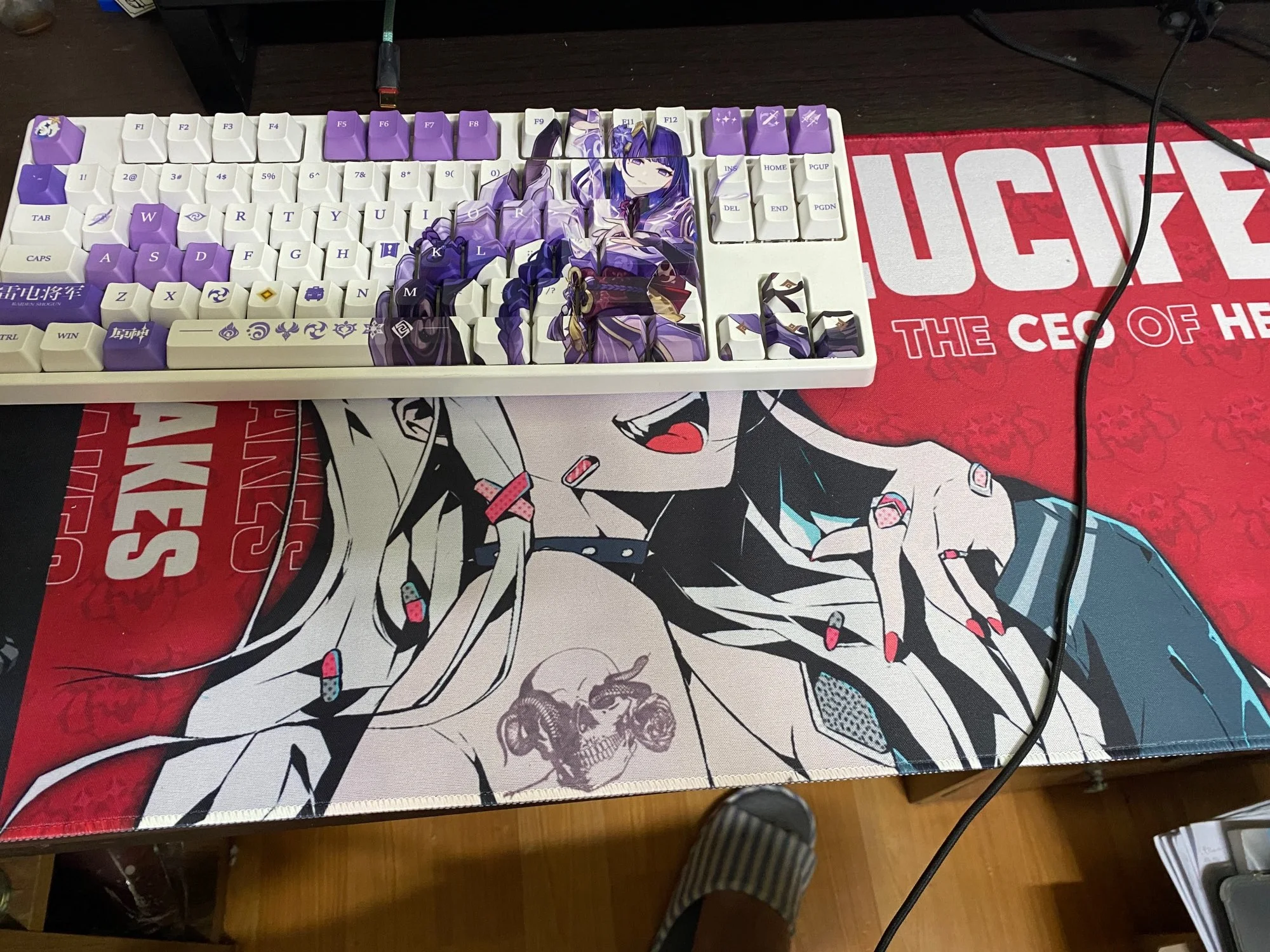 Large Mouse Pad Gamer HD Print Genshin Impact Ningguang Mousepad Keyboard Pads Gaming Desk Mat Rubber Pad Table Carpet 100x50cm